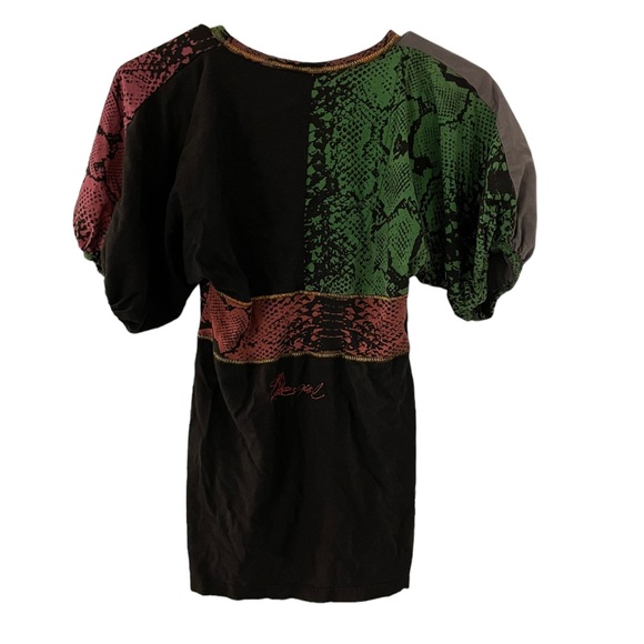 Desigual Empire Waist Multimedia Print Short Sleeve Top Medium - Picture 5 of 7